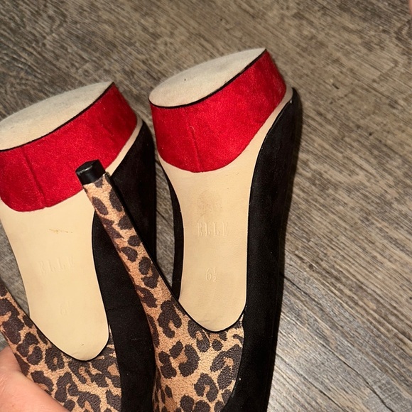 Elle Black and Red Peep Toe Stilettos - Picture 3 of 4